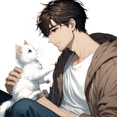Him with a Cat (Casual Version)