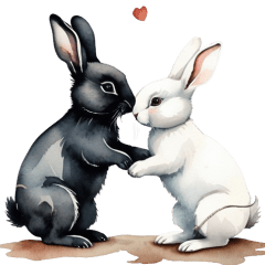 white bunny and black bunny