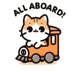 Cute Cat on a Train Stickers