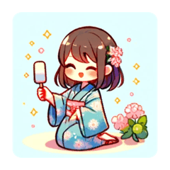 A girl cooling off in a yukata