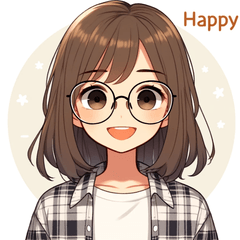 Cute Glasses Girl Stickers(a006)