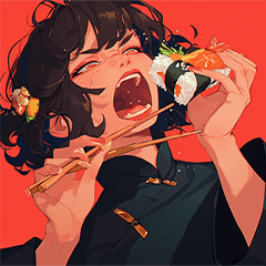 Garota comendo sushi