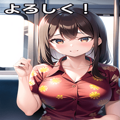 train ride aloha shirt girl