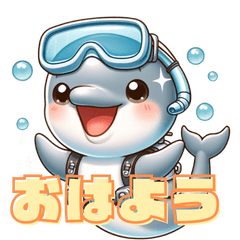 DIVING Cute dolphin stamp Ver.2