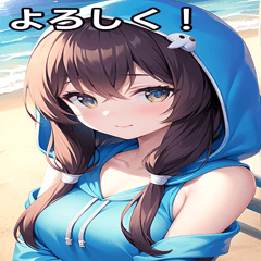 girl in a hoodie at the beach in summer