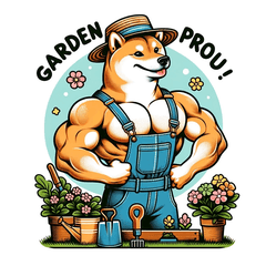 Muscular Shiba Inu Gardening2