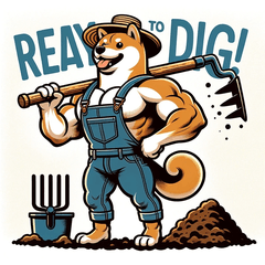 Muscular Shiba Inu Gardening