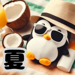 Plush toy penguin stamp Summer