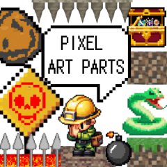 Flag construction w/ pixel art parts WED