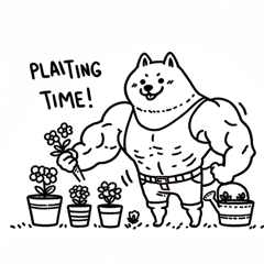 Muscular Shiba Inu Gardening4