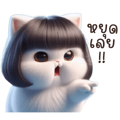 Cat White with Bangs