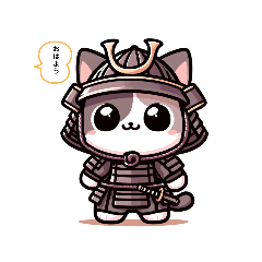 Samurai Cat Mascot Sticker