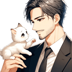 Him with a Cat (Beard&Mature Version)
