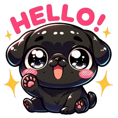 Cute Black Pug HELLO Sticker