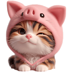 Cat in a pig hat