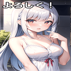 Summer clothes silver hair date girl
