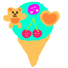 Ice cream with sticker arrangement