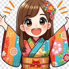Colorful Kimono Girl Stickers