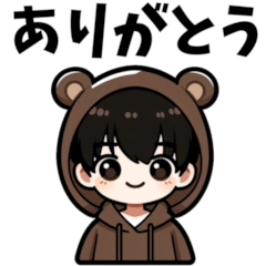 Cute bear ears hoodie boy's stickers