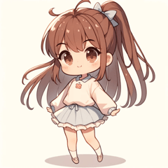 Adorable Ponytail Anime Girl Stickers