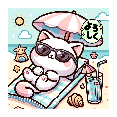 Yurukawaii Summer Cat Stickers"