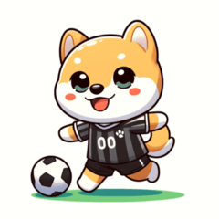 Stiker Anjing Shiba Sepak Bola
