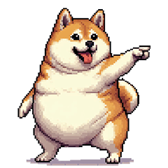 Pixel art replying fat shiba