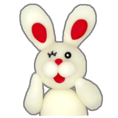 White rabbits made of clay