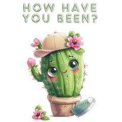 Adorable cactus with pink flowers