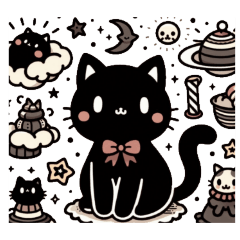 stickers featuring white and black cats