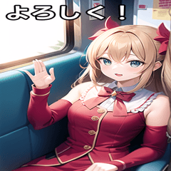 magical girl riding a train