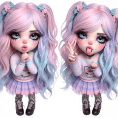 Pastel Gothic Twin Girls Love You