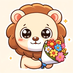 Lion with Flowers"