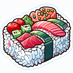 Stiker Karakter Sushi Terkenal Dunia