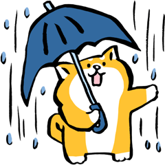 ふでしば19【雨、夏】筆文字、柴犬