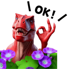 Real Dino Red T-Rex LINE Stickers Summer