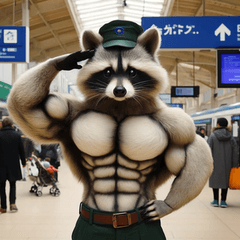 アライグマ駅員