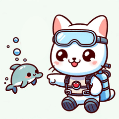Neko-san's Diving LINE Stickers