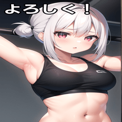 Silver-haired girl training at the gym