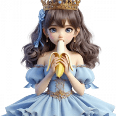 Princesa quer comer uma banana grande