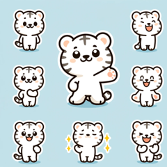 Cute White Tiger Sticker1