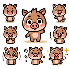 Cute Wild Boar Sticker1