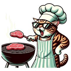 A cat who loves to cook