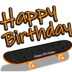 happy birthday with skateboard