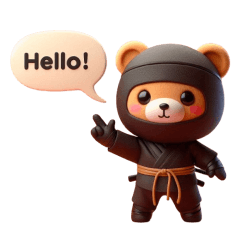 Cute ninja bear sticker 002