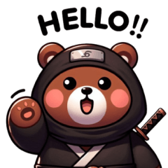 creepy Cute ninja bear sticker 001