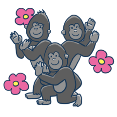 Smiling Gorilla with friends