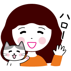 hachiware cat & girl sticker