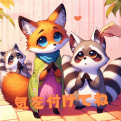 Charming Greetings from Fox and Tanuki