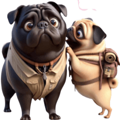 Pug Adventures:Black and fawn Stickers 2